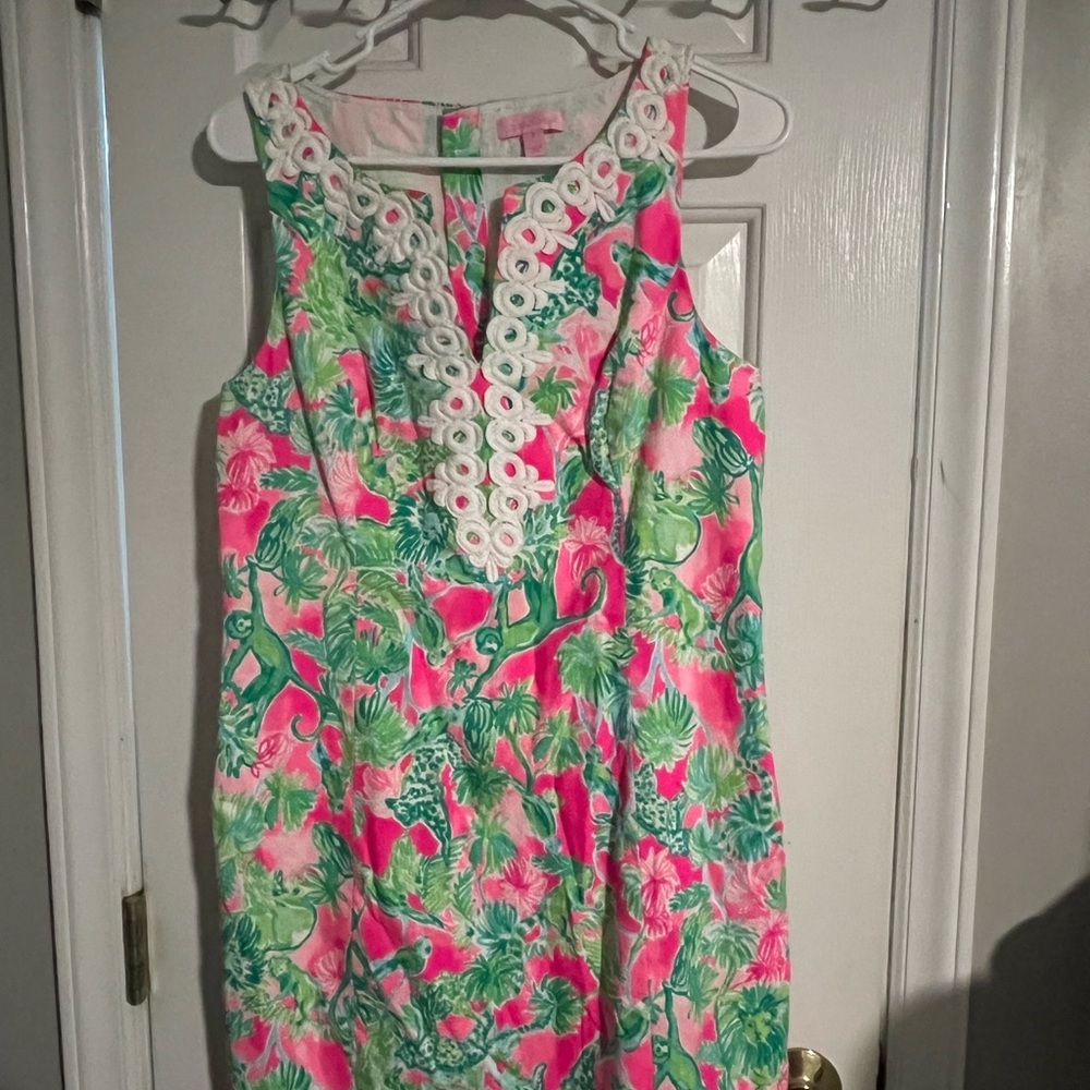 Lilly Pulitzer Pink and Green Floral Shift Dress